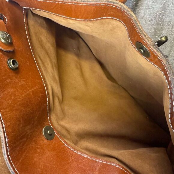 Patricia Nash Tan/Brown Vienna Satchel Leather Large Bag Purse - Picture 14 of 14